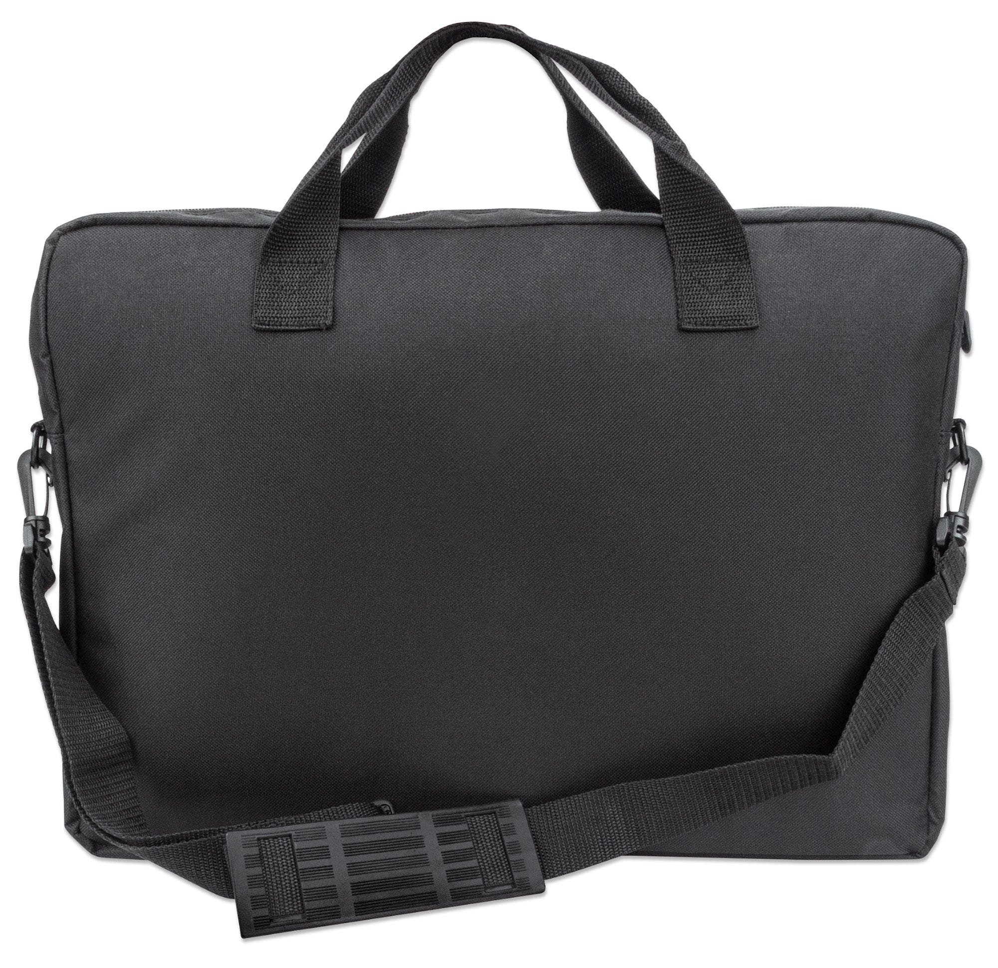 Manhattan London Laptop Bag 17.3", Top Loader, Accessories Pocket, Shoulder Strap (removable), Black, Three Year Warranty