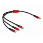 DeLOCK USB Charging Cable 3 in 1 USB Type-C to Lightning / Micro USB / USB Type-C 30 cm black / red