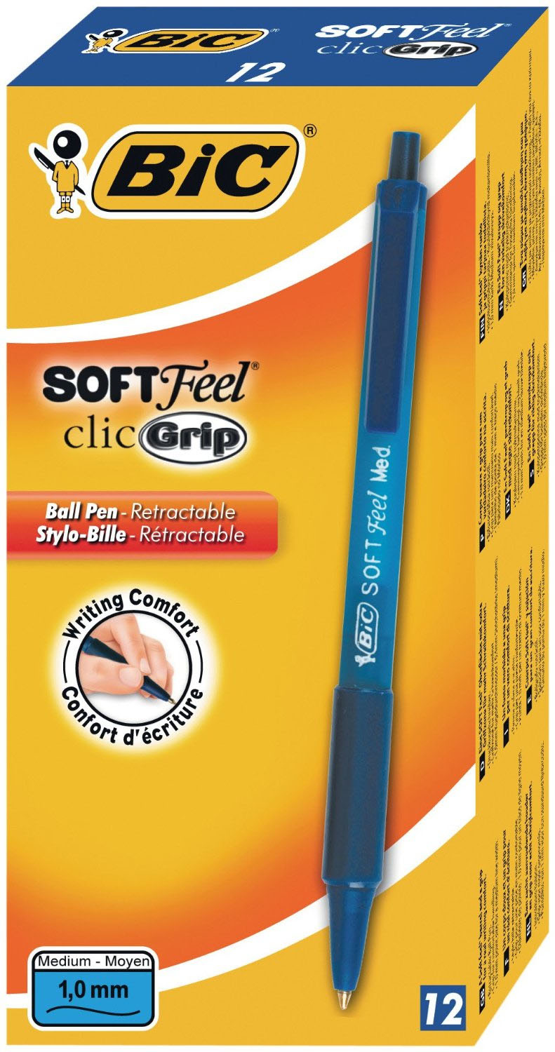 Image of BIC 8373982 ballpoint pen Blue Clip-on retractable ballpoint pen...