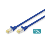 Digitus CAT 6A S/FTP Patch Cables, 1 m, Blue, 10-Pack
