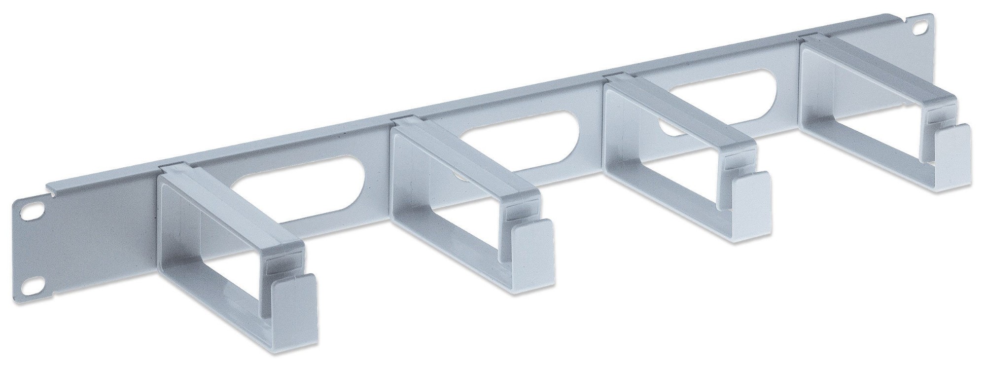 Intellinet 19" Cable Management Panel, 1U, 4 long plastic rings, Grey