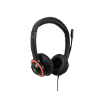 V7 Casque Safesound pour l’enseignement secondaire avec micro, volume max limité, antimicrobien, câble de 2 m, 3,5 mm, Notebook, Chromebook, PC - Noir, rouge