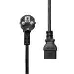 ProXtend Angled Type F (Schuko) to C19 Power Cable, Black 0.5m