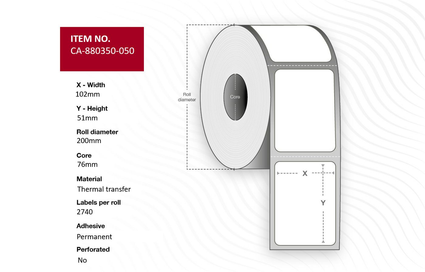 Capture CA-880350-050 Printer Label