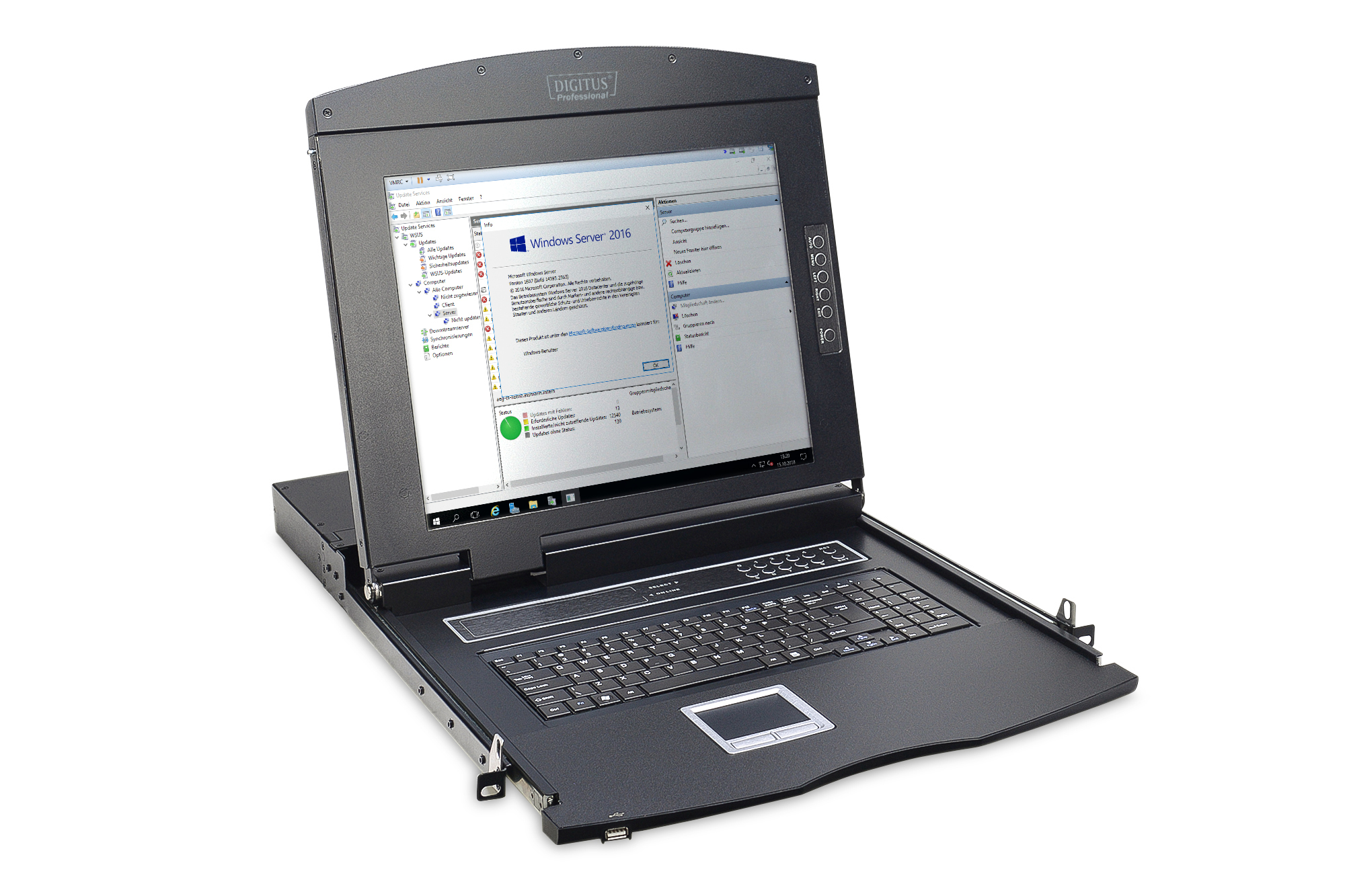 Digitus Modular console with 17" TFT (43,2cm), 16-port. Cat.5 KVM & Touchpad, german keyboard
