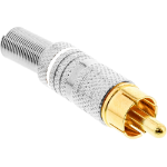 InLine RCA metal male plug for soldering, silver, white ring, for 6mm cable