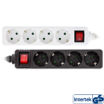 InLine Socket strip, 4-way earth contact CEE 7/3, with switch, black, 5m