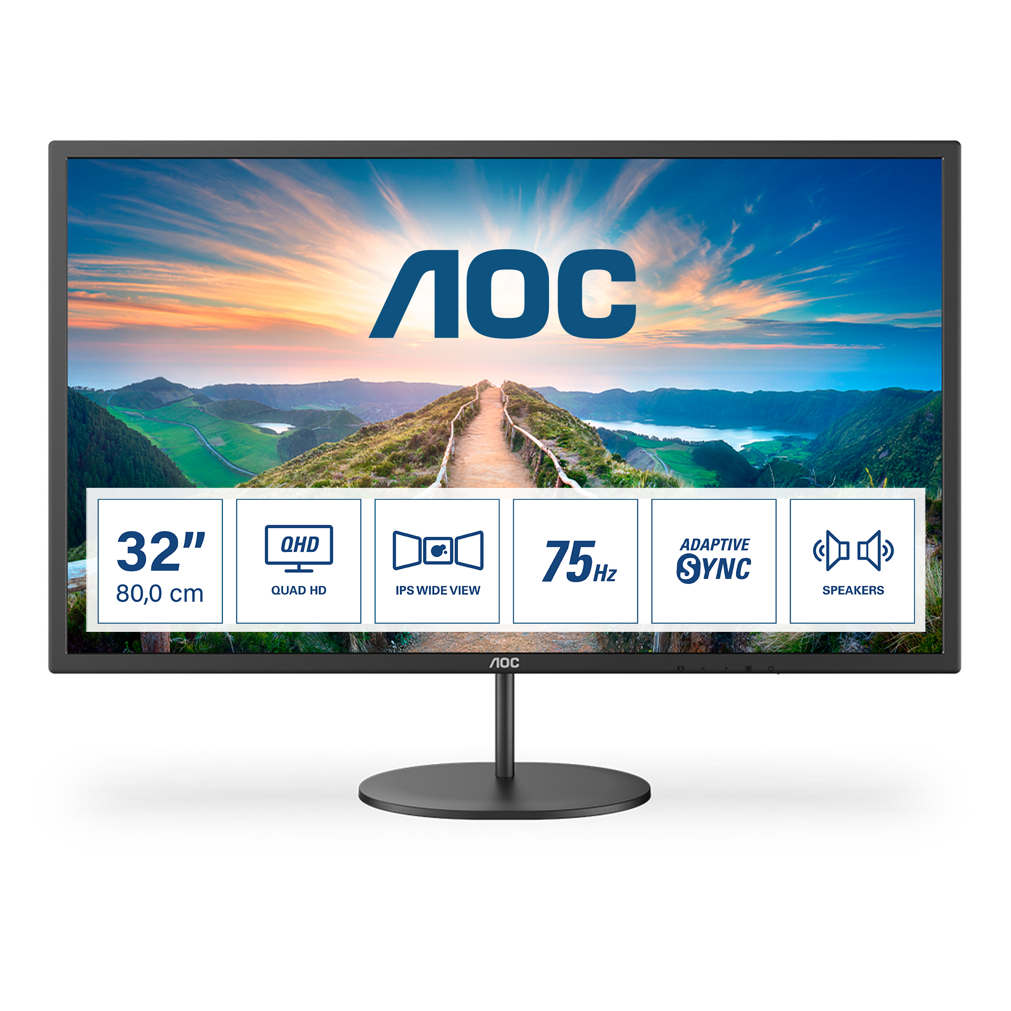 Screen size (inch) 31.5, Panel resolution 2560x1440, Refresh rate 75 Hz, Panel type IPS, HDMI HDMI 1.4 x 1, Display Port DisplayPort 1.2 x 1, Sync technology (VRR) Adaptive Sync