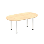 Dynamic Impulse W1800 x D1000 x H740mm Boardroom Table Post Leg Maple Finish Brushed Aluminium Frame - I003732 DD