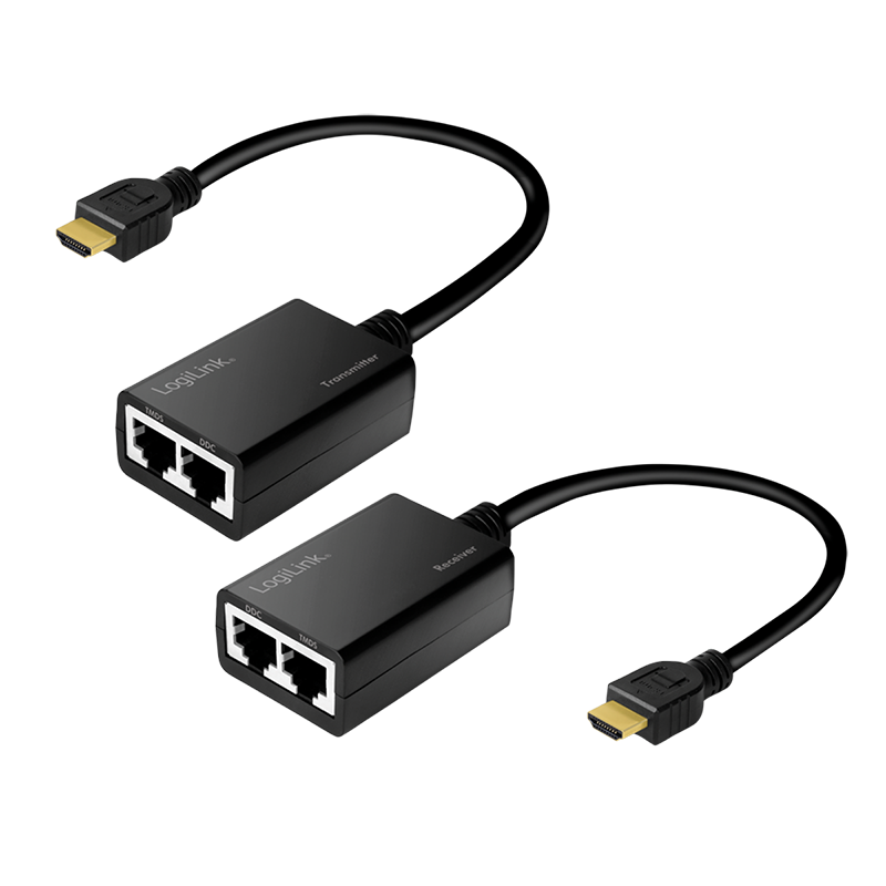 Image of LogiLink HDMI extender set over LAN, 30 m, 1080p/60 Hz, Pigtail, 0.3 m