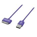 LogiLink UA0168 mobiele telefoonkabel Violet, Turkoois 1 m USB A Apple 30-pin