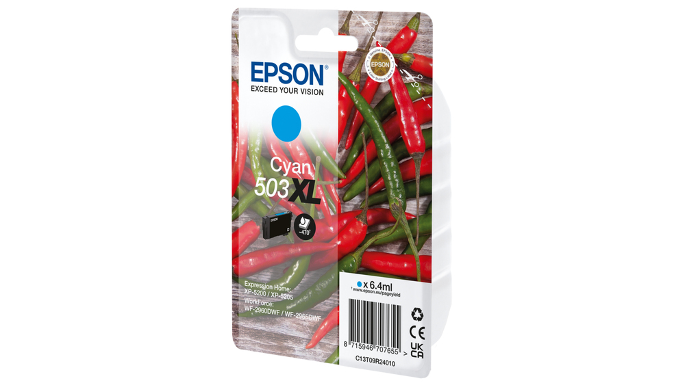 Epson C13T09R24010/503XL Ink cartridge cyan high-capacity, 470 pages 6,4ml for Epson XP-5200