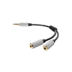 Sharkoon 0.12m, 3.5mm/2x3.5mm audio cable Black, Silver