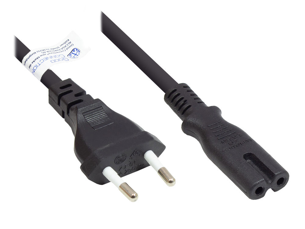 Alcasa P0370-S007 power cable Black 0.75 m Power plug type C C7 coupler