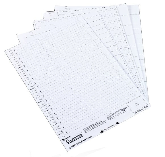 Rexel Crystalfile Printable Filing Inserts White (Pack of 50) 78050