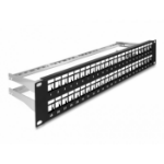 DeLOCK 19″ Keystone Patch Panel 48 port with strain reliefs 2U black