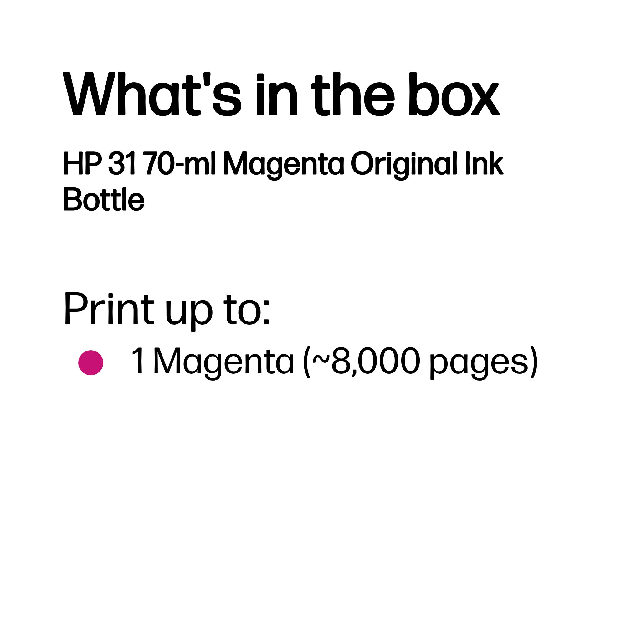 HP 31 Original Ink Bottle 70-ml Magenta 1VU27AE