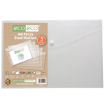 Eco Eco Pack 5 A4 50% Recycled Clear Press Stud Wallets - Pack of 5