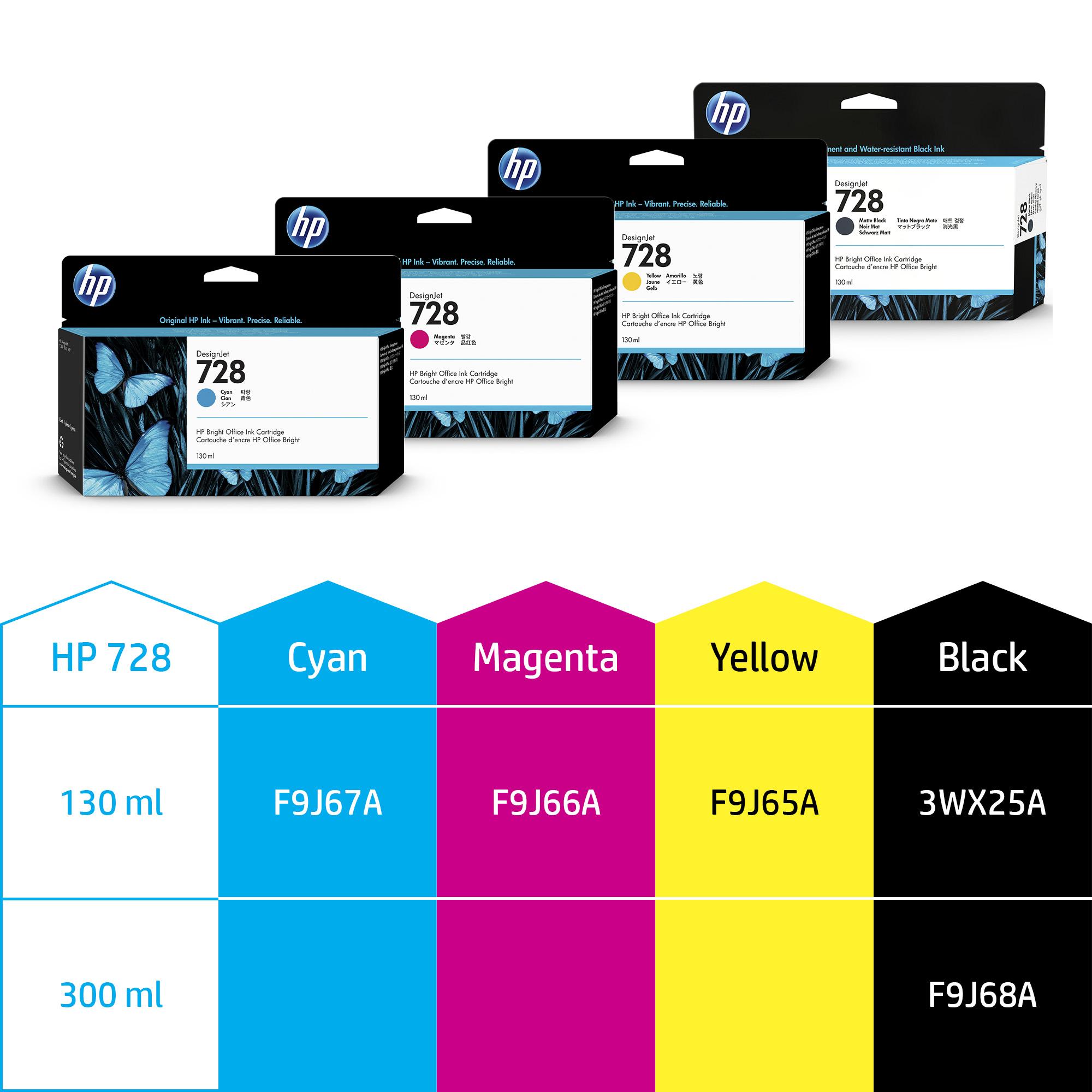 HP F9J65A/728 Ink cartridge yellow 130ml for HP DesignJet T 730/830
