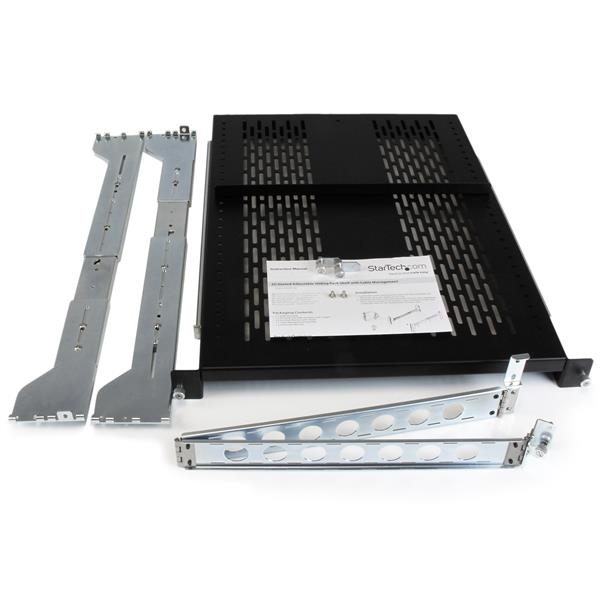 StarTech.com 2U Vented Sliding Rack Shelf w/ Cable Management Arm & Adjustable Mounting Depth - 50lbs / 22.7kg