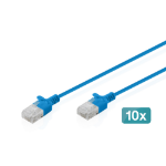 Digitus CAT 6 U-UTP Slim patch cable, 2 m, blue, 10 pieces