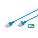 Digitus CAT 6 U-UTP Slim patch cable, 2 m, blue, 10 pieces