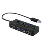 Sabrent 4-PORT USB 3.0 HUB WITH POWER ADAPTER USB 3.2 Gen 1 (3.1 Gen 1) Type-A 5000 Mbit/s Black