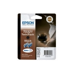 Epson C13T03214220/T0321 Ink cartridge black twin pack Blister Radio Frequency, 2x1.24K pages/5% 33ml Pack=2 for Epson Stylus C 80/82