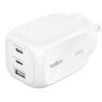 BELKIN BoostCharge Pro 100W 3-Port GaN Wall Charger - White (WCH016AUWH), 2x USB-C, 1x USB-A, Compact Laptop Charger, CEW $2500, 2 Years Warranty