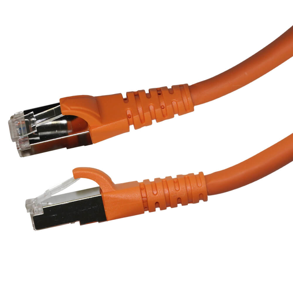 Videk Cat6A Booted LSZH 10g S/FTP RJ45 Patch Cable Orange 0.3m