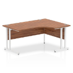 Dynamic Impulse Contract Right Hand Crescent Cantilever Desk W1600 x D1200 x H730mm Walnut Finish/White Frame - I002135 DD