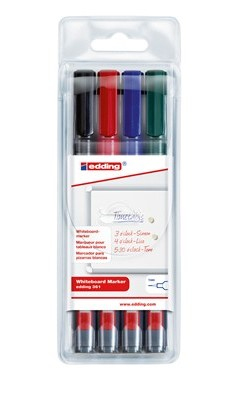 Photos - Felt Tip Pen Edding 361 marker 4 pc(s) Fibre tip Black, Blue, Green, Red 4-361-4 