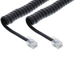 InLine Telephone Coiled Cord RJ10 4P4C black 2m