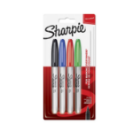 Sharpie Permanent Marker Fine Tip 0.9mm Line Assorted Standard Colours (Pack 4) - 1985858