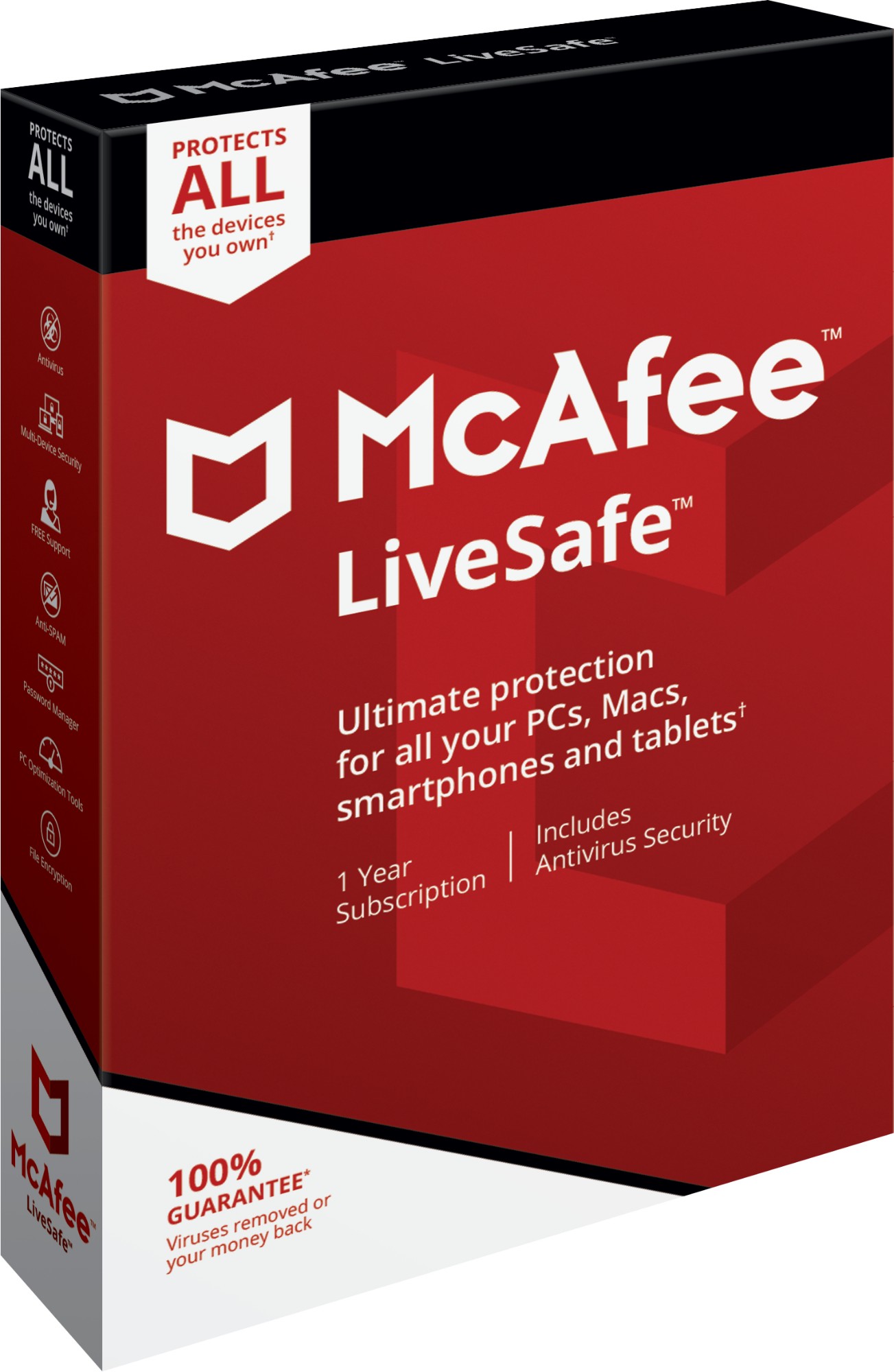 McAfee LiveSafe English Base license 1 license(s) 1 year(s)