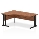 Dynamic Impulse W1800 x D1200/800 x H730mm Left Hand Crescent Desk With Cable Management Ports Cantilever Leg Walnut Finish Black Frame - MI003272 DD
