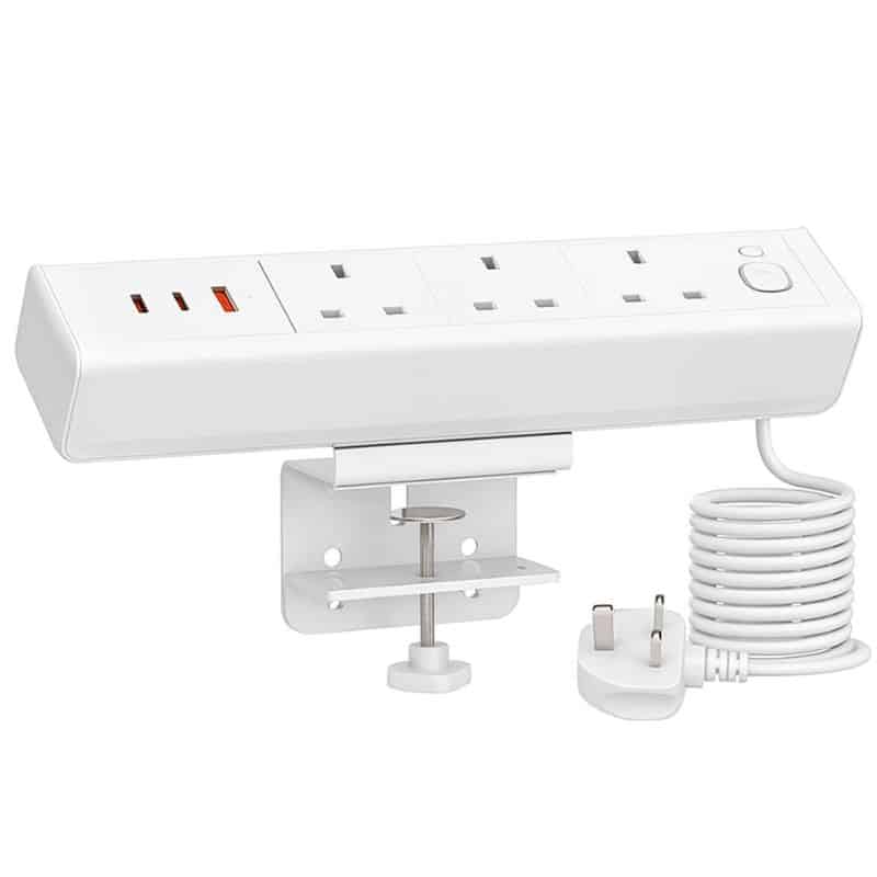 Proline DESK POWER POD 3 x 13A + 1 USB-A & 2 X USB-C (65W) - WHITE