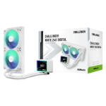 Asrock Challenger 240 Digital AIO Liquid CPU Cooler, 240mm Radiator,White, Dual 120mm PWM ARGB Fans, 3" Digital Display, Intel LGA1700/1851 & AMD AM5/AM4 Compatible