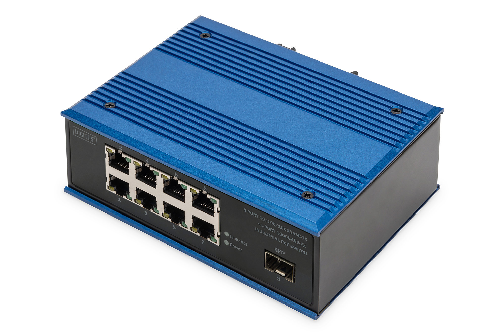 Image of Digitus 8 Port Gigabit Ethernet Network PoE Switch, Industrial,...
