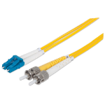 Intellinet Fiber Optic Patch Cable, OS2, LC/ST, 2m, Yellow, Duplex, Single-Mode, 9/125 µm, LSZH, Fibre, Lifetime Warranty, Polybag