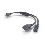 C2G 3ft 1-to-2 16 AWG Power Cord Splitter (NEMA 5-15P -> 1 NEMA 5-15R / 1 IEC320C13) Black 35.4" (0.9 m)