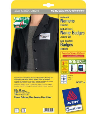Image of Avery L4787-20 printer label White