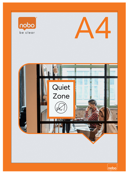 Nobo Self-adhesive Magnetic Poster Frame A4, Orange Pack of 2 1915695
