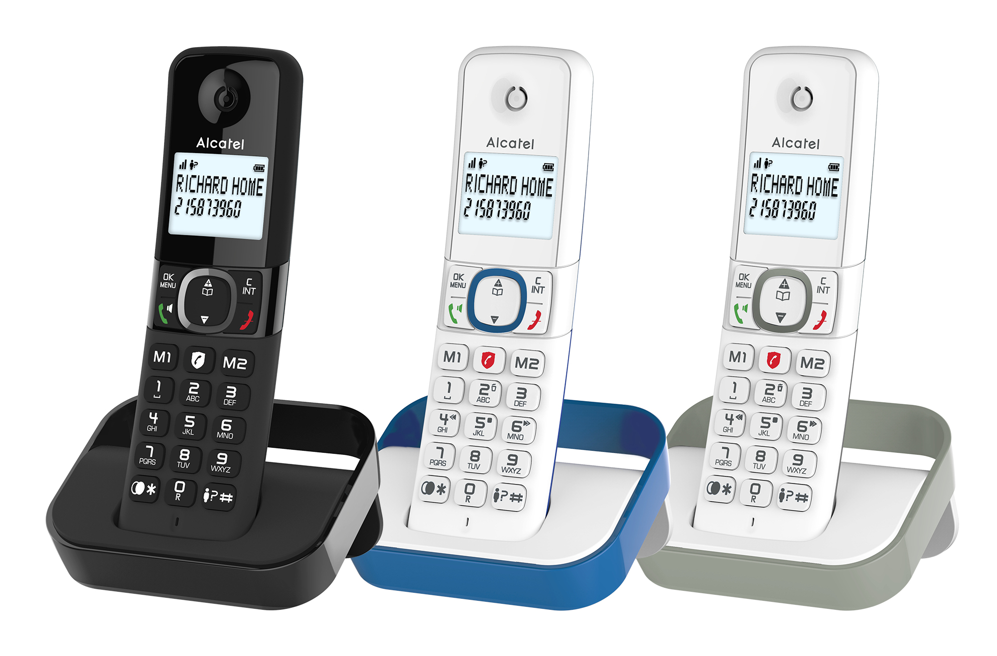 F860 Analog telephone Caller ID Black, Blue, Grey, White