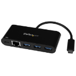 StarTech.com 3 Port USB-C Hub with Gigabit Ethernet & 60W Power Delivery Passthrough Laptop Charging - USB-C to 3x USB-A (USB 3.0 SuperSpeed 5Gbps) - USB 3.1/3.2 Gen 1 Type-C Adapter Hub~3 Port USB-C Hub with Gigabit Ethernet & 60W Power Delivery Passthro