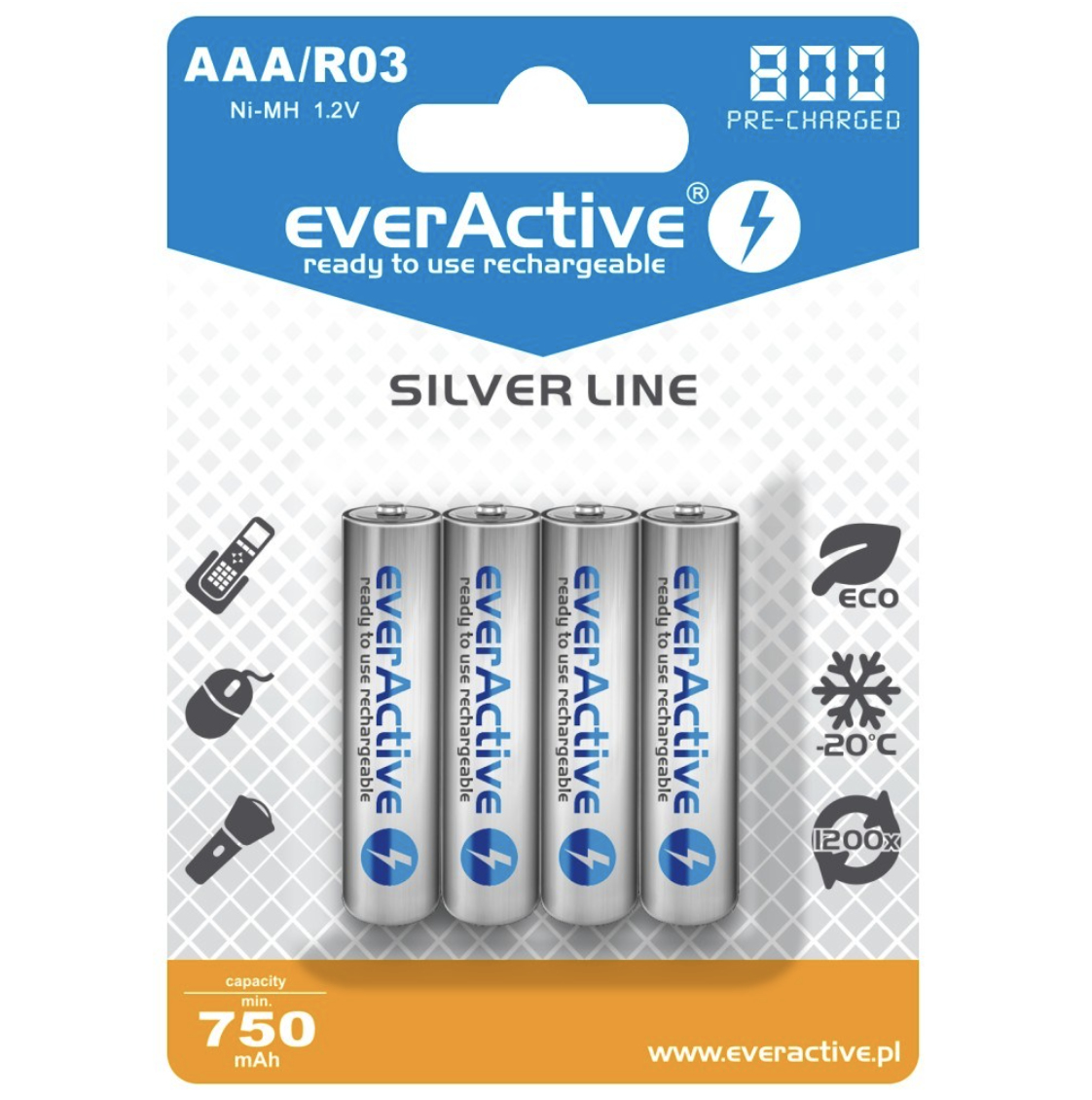 Everactive EVHRL03-800 hushållsbatteri Laddningsbart batteri AAA Nickel-metallhydrid (NiMH)