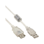 InLine USB 2.0 Extension Cable Type A M/F, transparent, w/ferrite, 1.8m