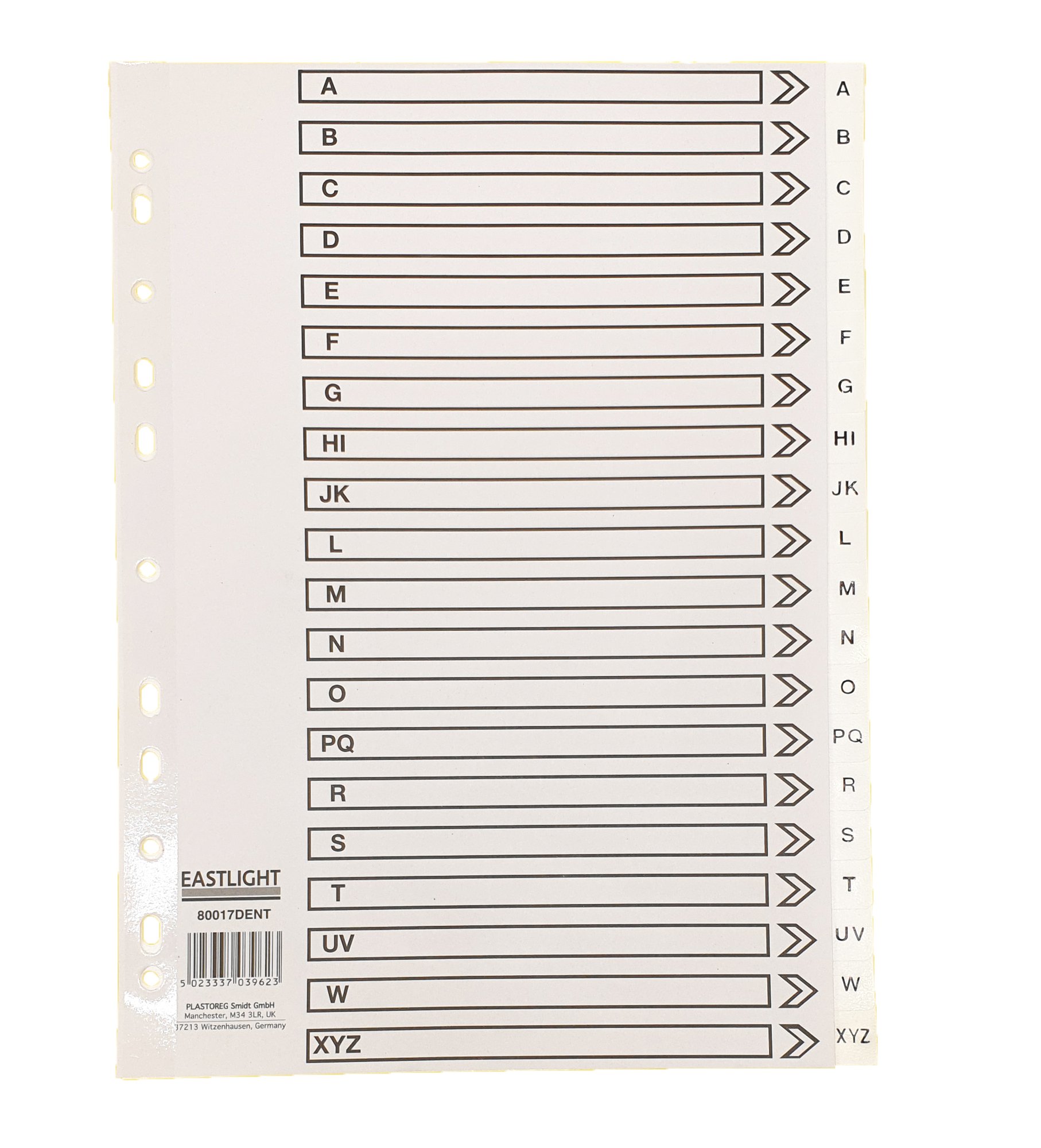 CTS Wholesale Index Polypropylene A4 A-Z White