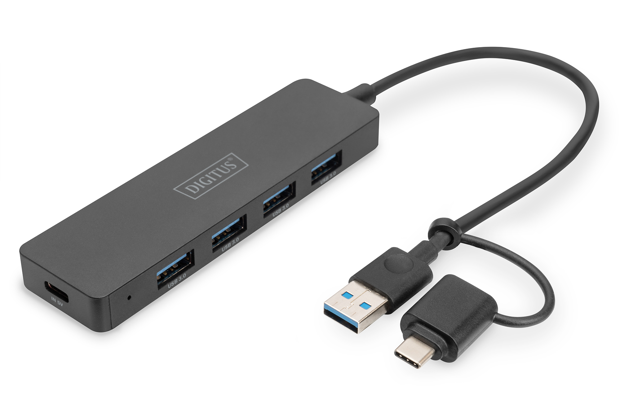 Photos - Card Reader / USB Hub Digitus USB 3.0 Hub 4-Port, Slim Line DA-70235 