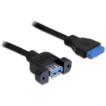 DeLOCK 0.5m USB 3.0 F/F USB cable USB A IDC Black